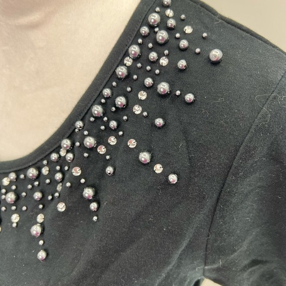 QUACKER FACTORY Black Short Sleeve Studded Shirt Size M - Picture 4 of 5